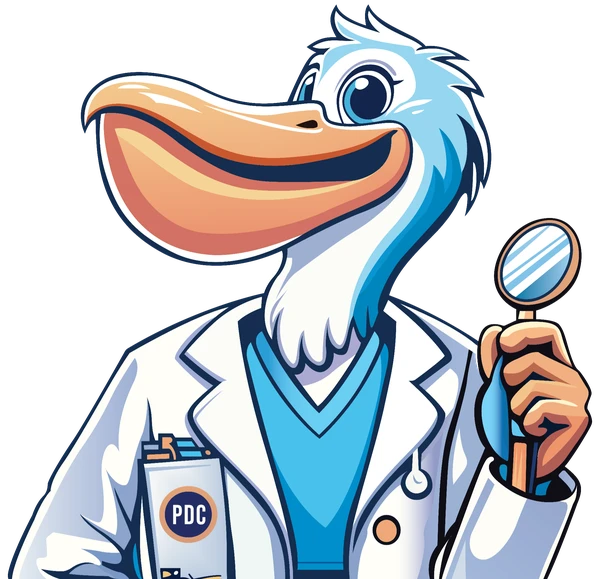 Pelican Dental Care logotipo oficial de la mascota - Vero Beach clínica dental de afiliación